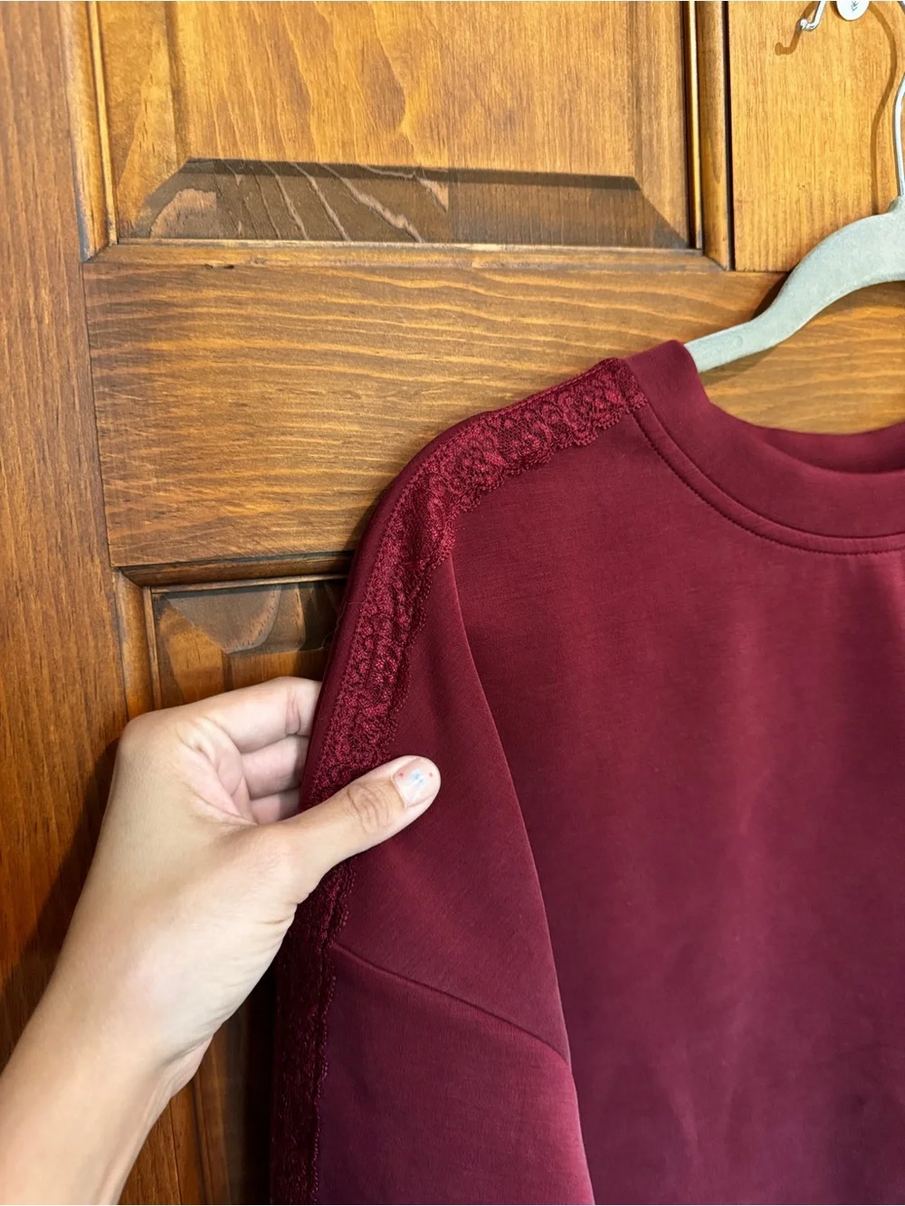 74A. Target Maroon Crewneck Sweatshirt with lace trim